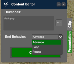 End Behavior dropdown options