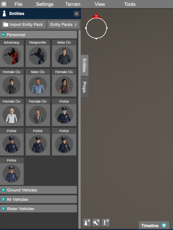 Entity Selection panel with visual selection similar to Props