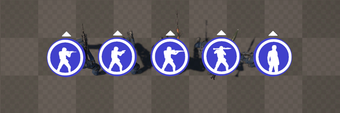 Entity icon showing current weapon and inventory indicators